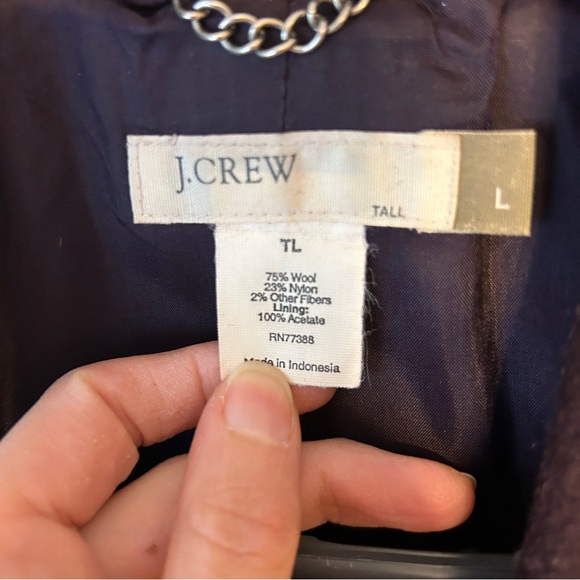 J. Crew Vintage Wool Double-Breasted Plum Purple Peacoat, women’s tall, size L - Picture 2 of 4